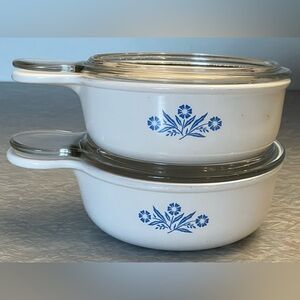 Vintage  Corningware Blue Flower Grab it Set of 2